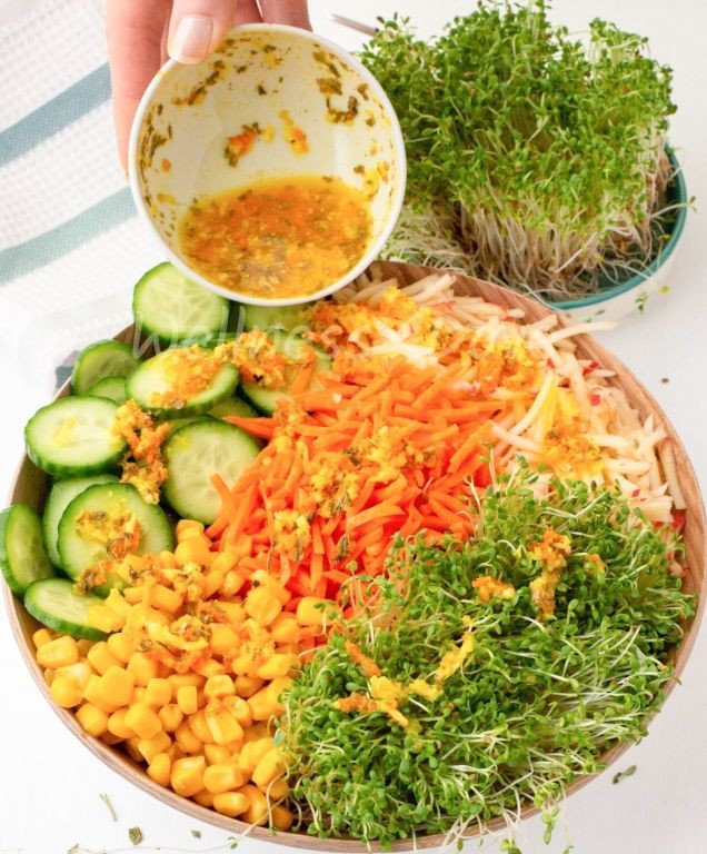 Alfalfa Sprouts and Carrot Slaw