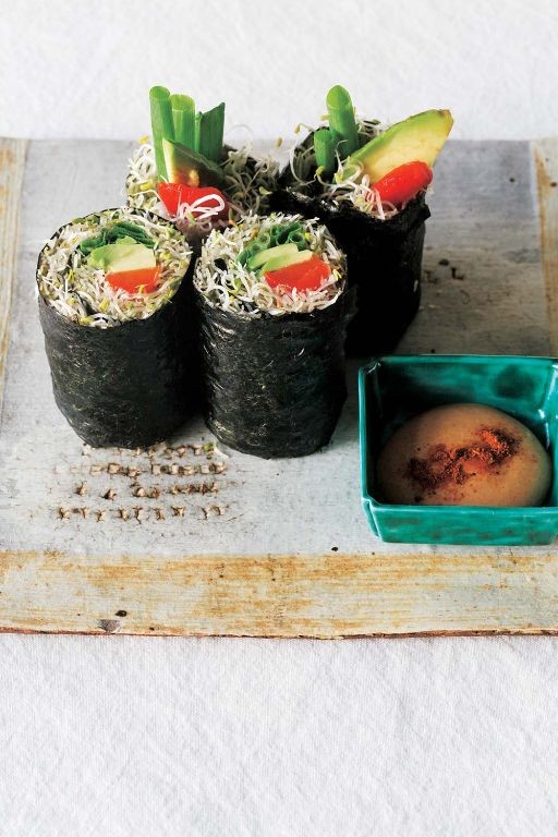 Alfalfa Sprouts and Salmon Sushi Rolls