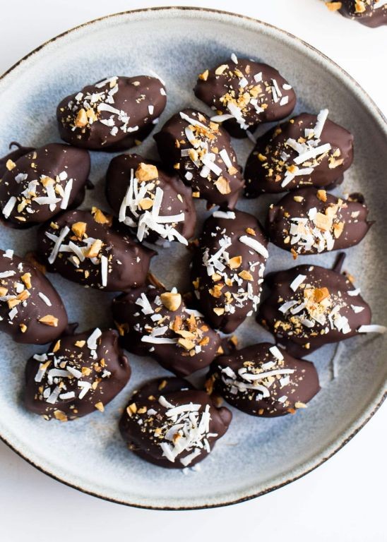 Almond and Dark Chocolate Stuffed Dates