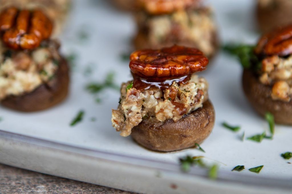 Apricot and Pecan Stuffed Mushrooms