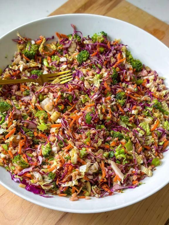 Asian-Inspired 7 Layer Salad with Sesame Dressing
