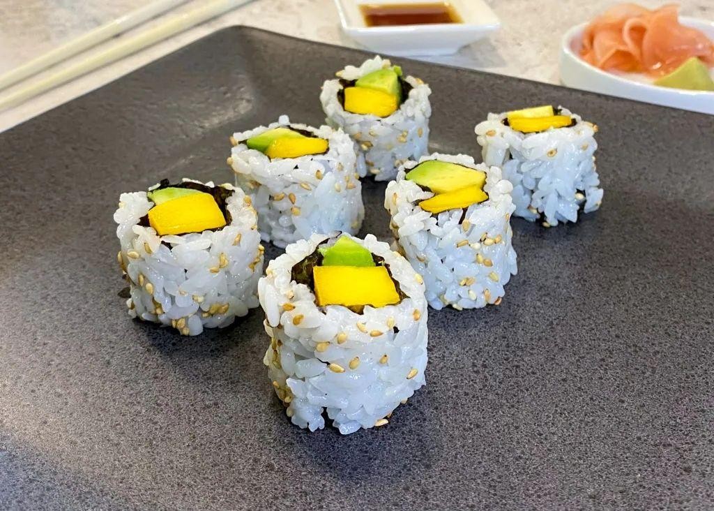 Avocado and Mango Sushi Rolls