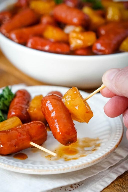 BBQ Lil Smokies Skewers with Pineapple
