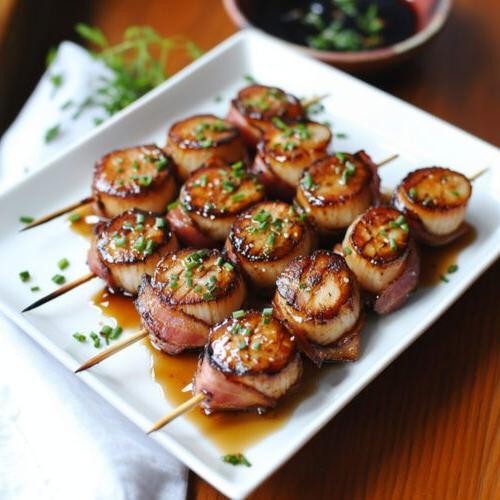 Bacon-Wrapped Scallops with Maple Glaze
