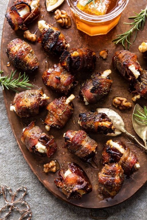 Bacon-Wrapped Stuffed Dates with Goat Cheese