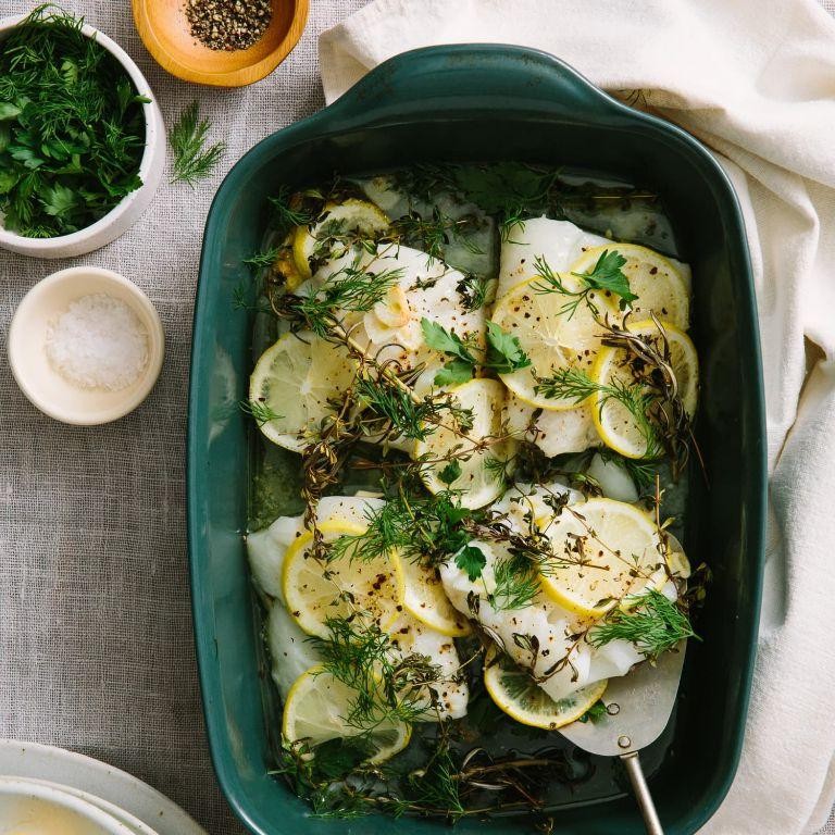 Baked Cod with Lemon and Herbs