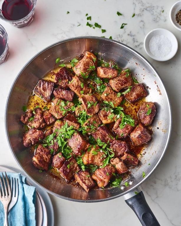 Baked Cube Steak with Garlic Butter Sauce