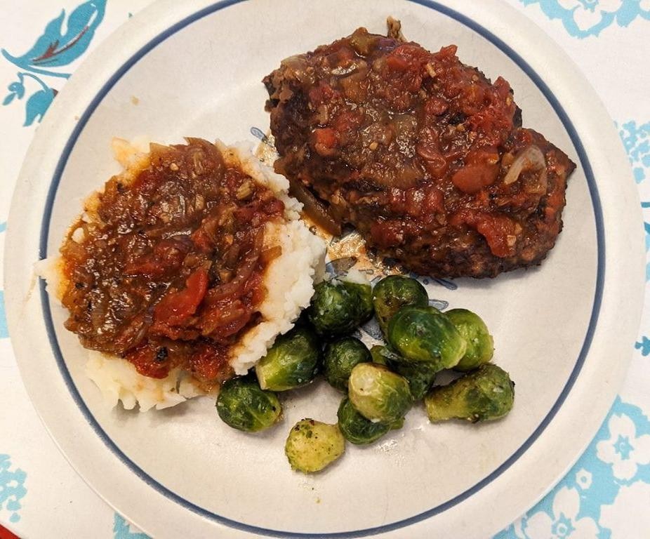 Baked Cube Steak with Tomato Basil Sauce