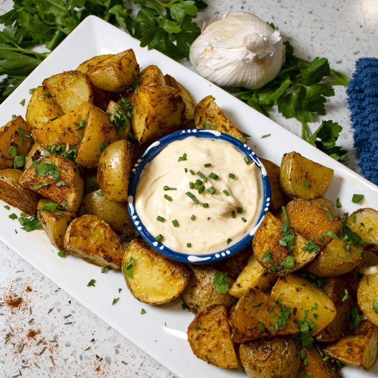 Baked Mini Potatoes with Garlic Aioli