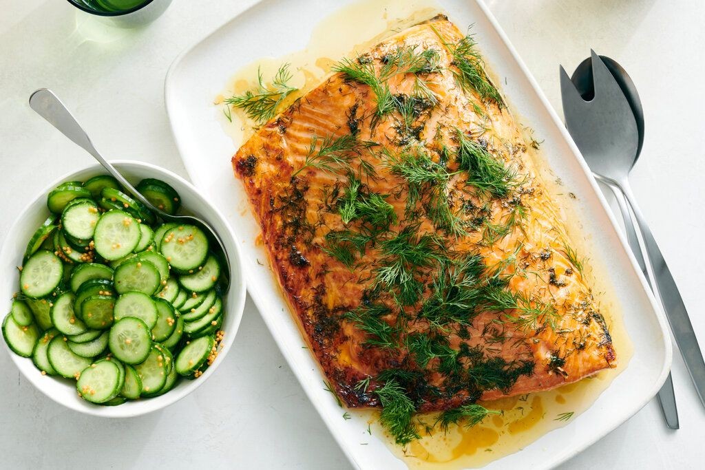 Baked Organic Salmon with Dill and Lemon Butter