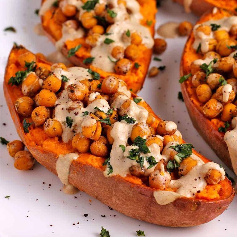 Baked Sweet Potato with Chickpeas