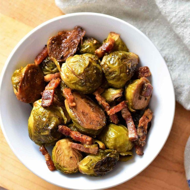 Balsamic Roasted Brussels Sprouts with Bacon