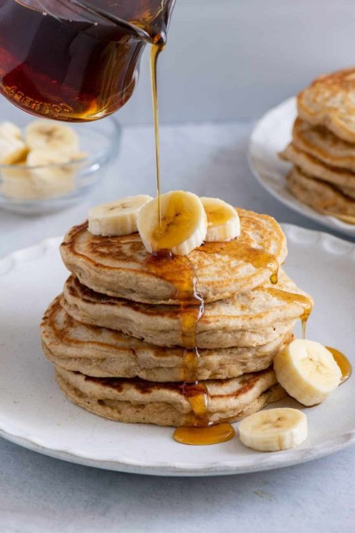 Banana Flour Pancakes with Maple Syrup
