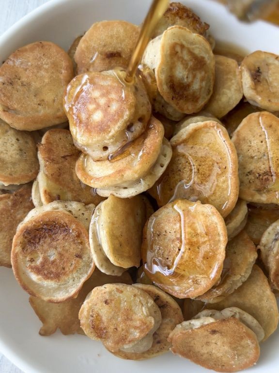 Banana Pancake Bites with Maple Syrup