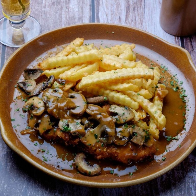 Beef Schnitzel with Mushroom Gravy