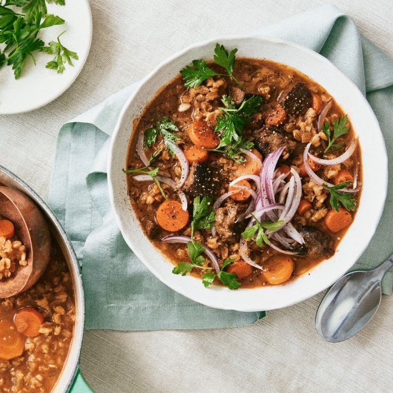 Beef and Barley Simmering Stew