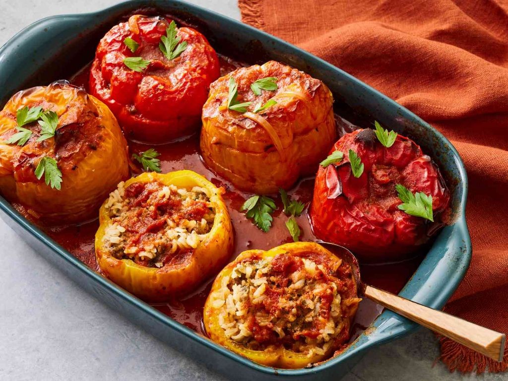 Beef and Rice Stuffed Peppers