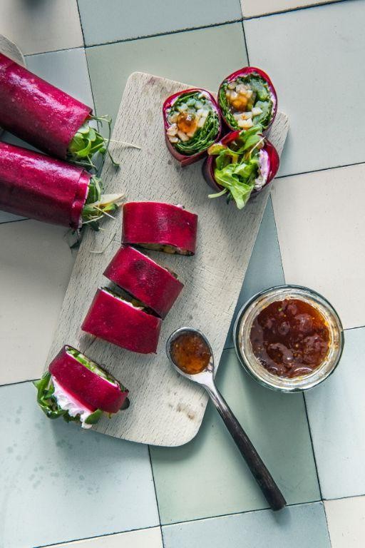 Beetroot and Goat Cheese Sushi