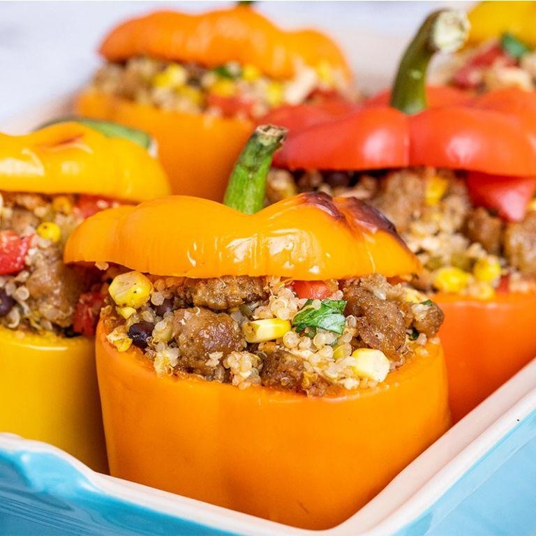 Beyond Sausage Stuffed Bell Peppers