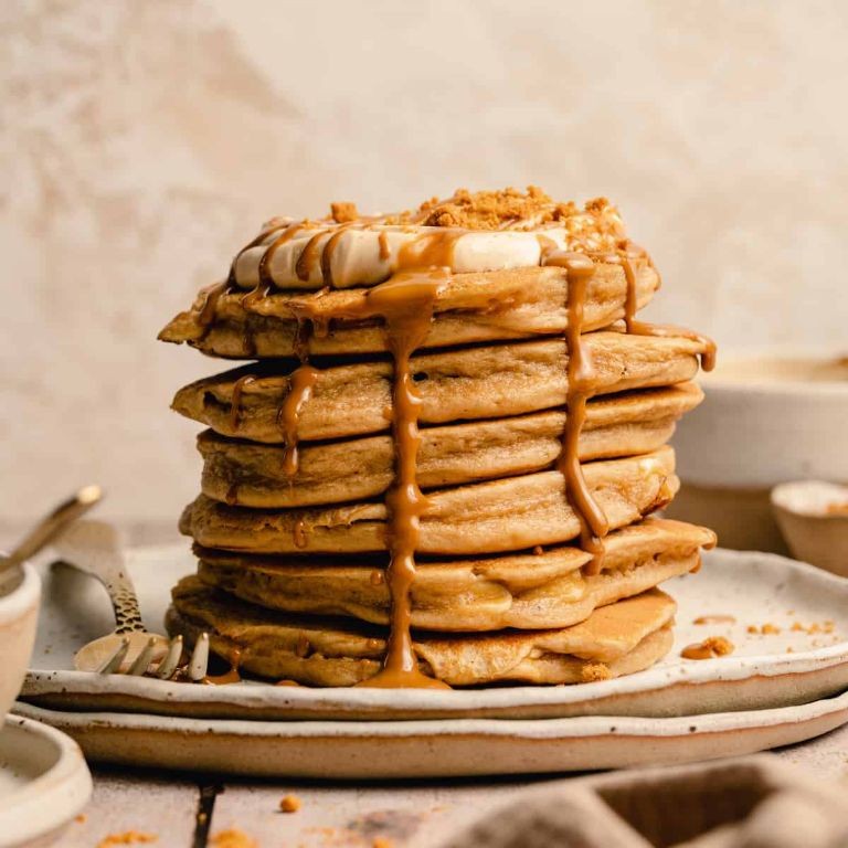 Biscoff Butter Pancakes with Caramel Drizzle