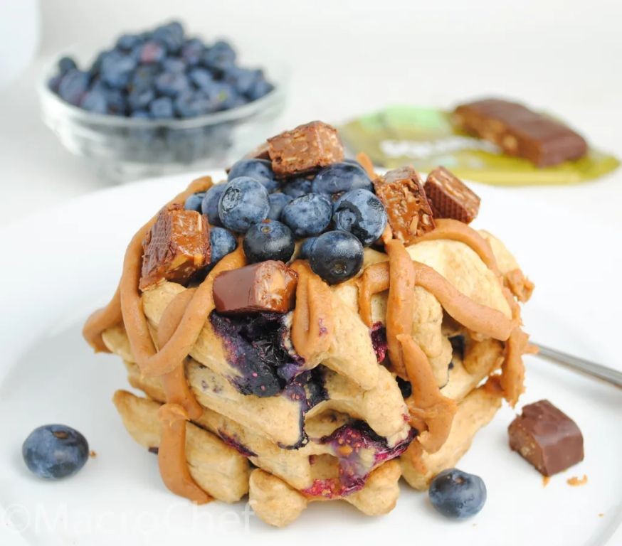 Blueberry Almond Protein Waffles