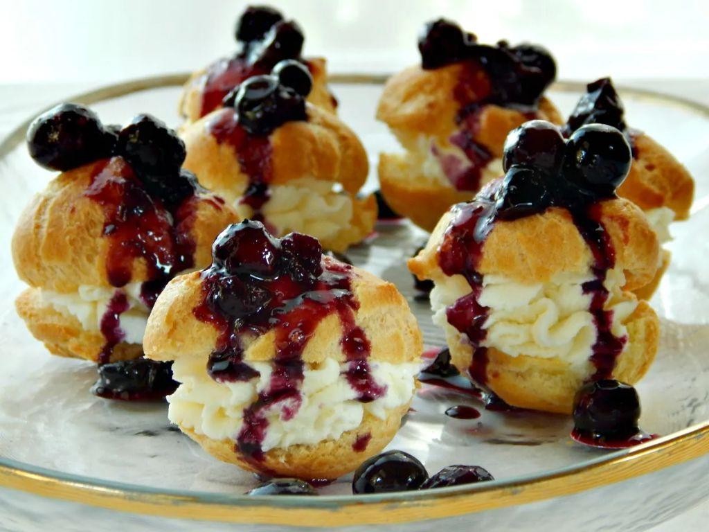Blueberry Cheesecake Profiteroles