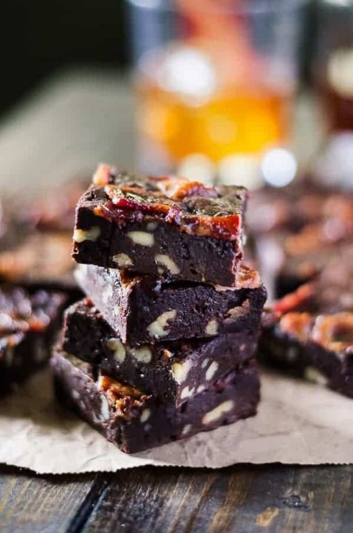 Bourbon Cream Brownies with Walnuts