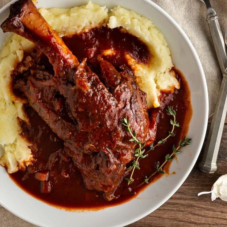Braised Lamb Shanks with Red Wine Reduction