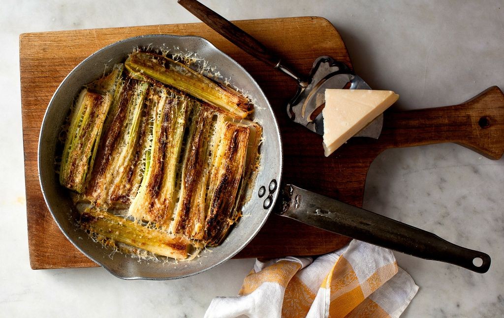 Braised Leeks with Parmesan