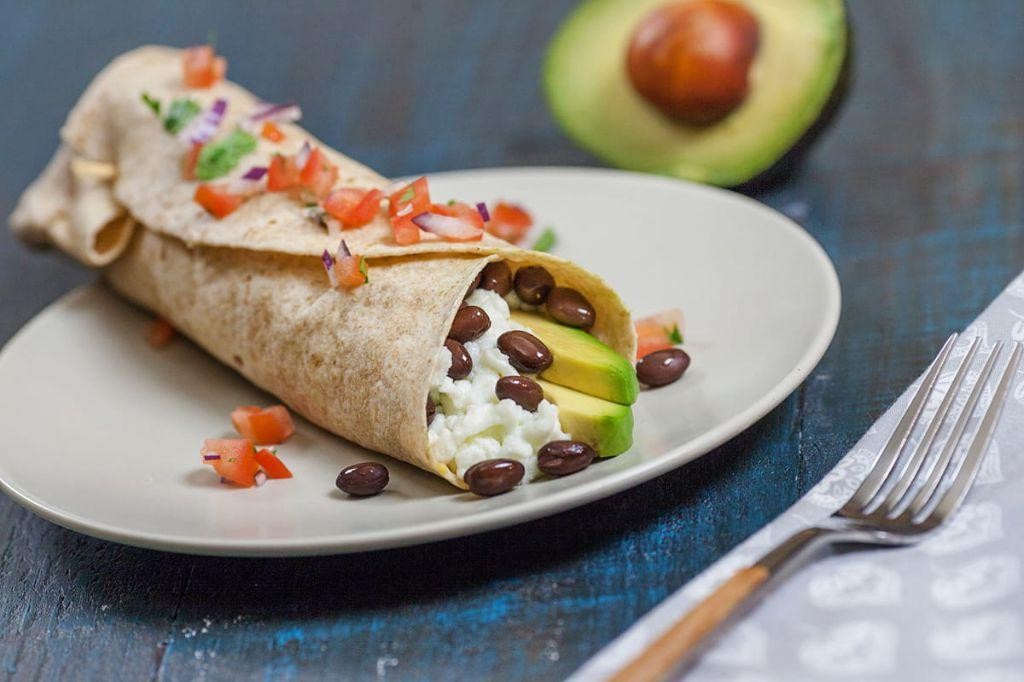Breakfast Burrito with Black Beans and Avocado