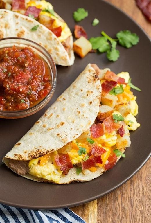 Breakfast Tacos with Scrambled Eggs and Salsa