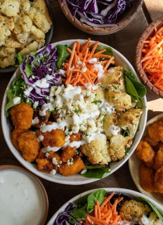 Buffalo Cauliflower and Chicken Tenders Bowl
