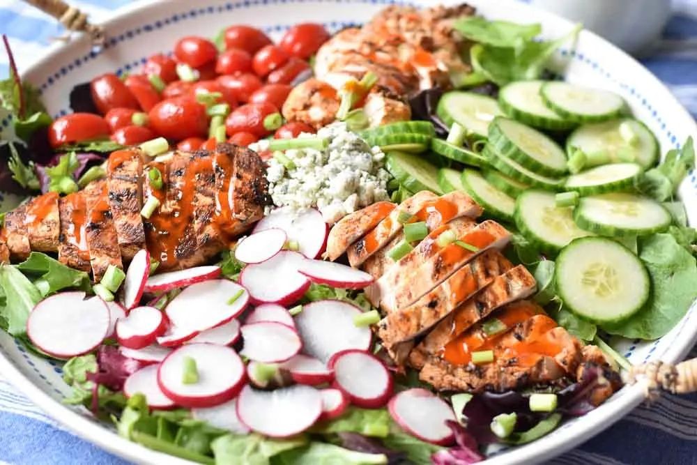 Buffalo Chicken Salad with Grapes and Blue Cheese