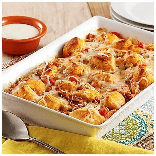 Buffalo Chicken and Biscuit Casserole