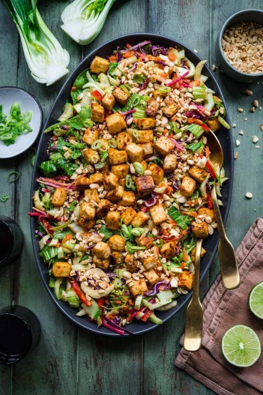 Burmese Tofu Salad with Peanut Dressing