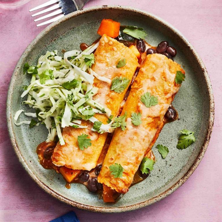 Butternut Squash and Black Bean Enchiladas
