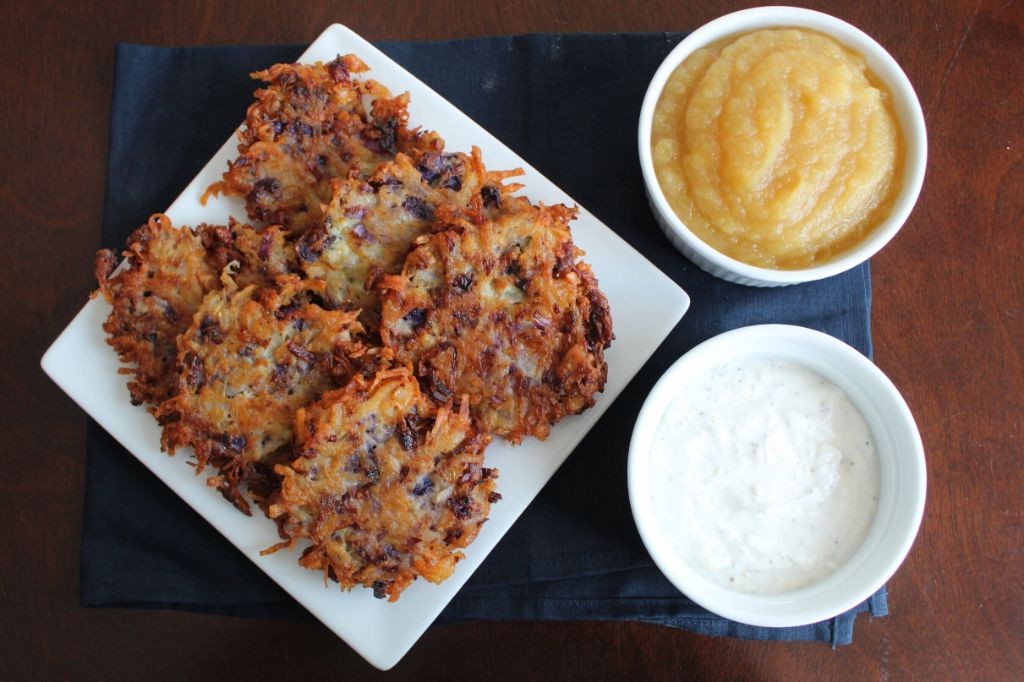 Cabbage and Potato Pancakes with Apple Sauce