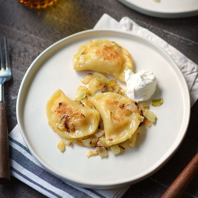 Cabbage and Potato Pierogi with Sour Cream