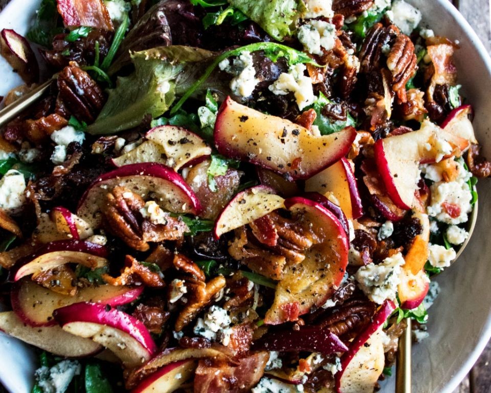 Caramelized Onion and Apple Salad with Blue Cheese