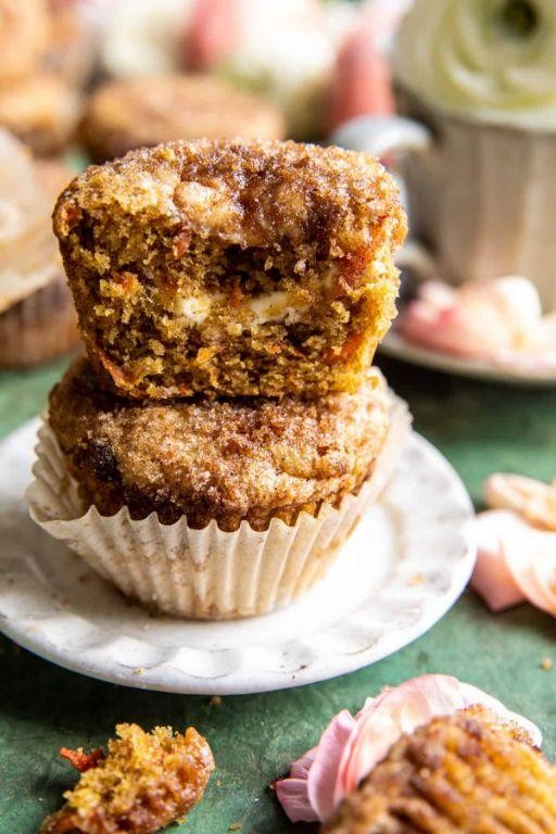 Carrot Cake Christmas Muffins with Cream Cheese Swirl