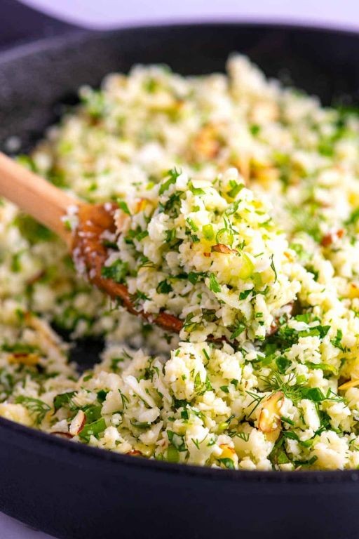 Cauliflower Rice with Garlic and Parsley