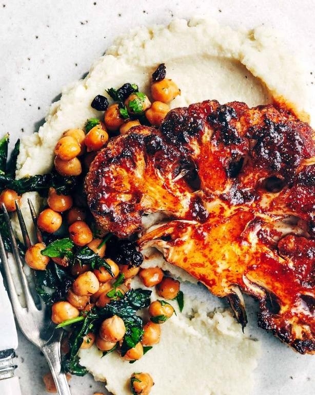 Cauliflower Steak with Red Wine Reduction