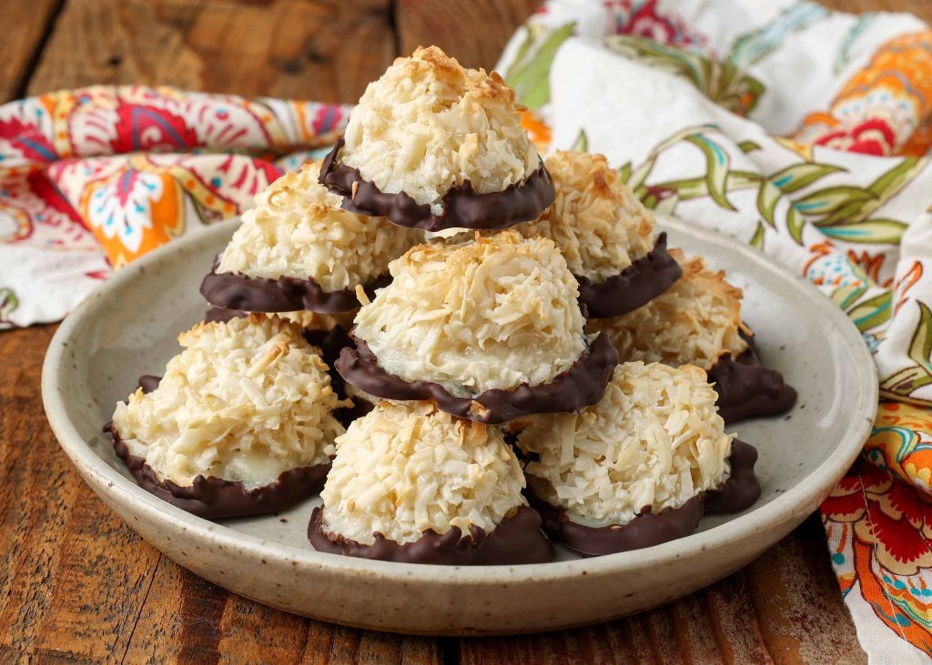 Chamoy-Dipped Coconut Macaroons
