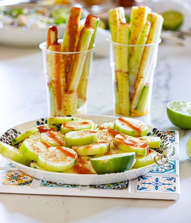 Chamoy-Drizzled Cucumber Sticks