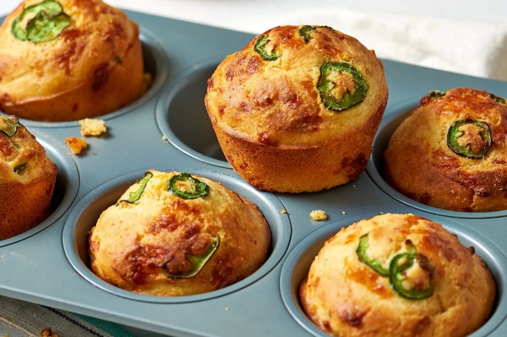 Cheesy Jalapeño Cornbread Muffins