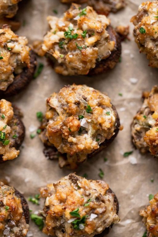 Cheesy Kielbasa Stuffed Mushrooms