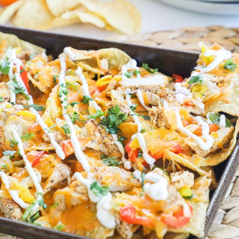 Chicken Fajita Nachos with Melted Cheese