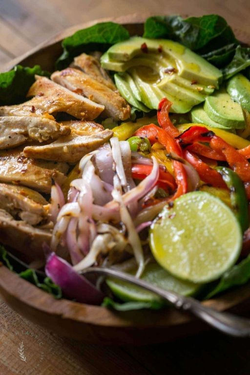 Chicken Fajita Salad with Honey Lime Dressing