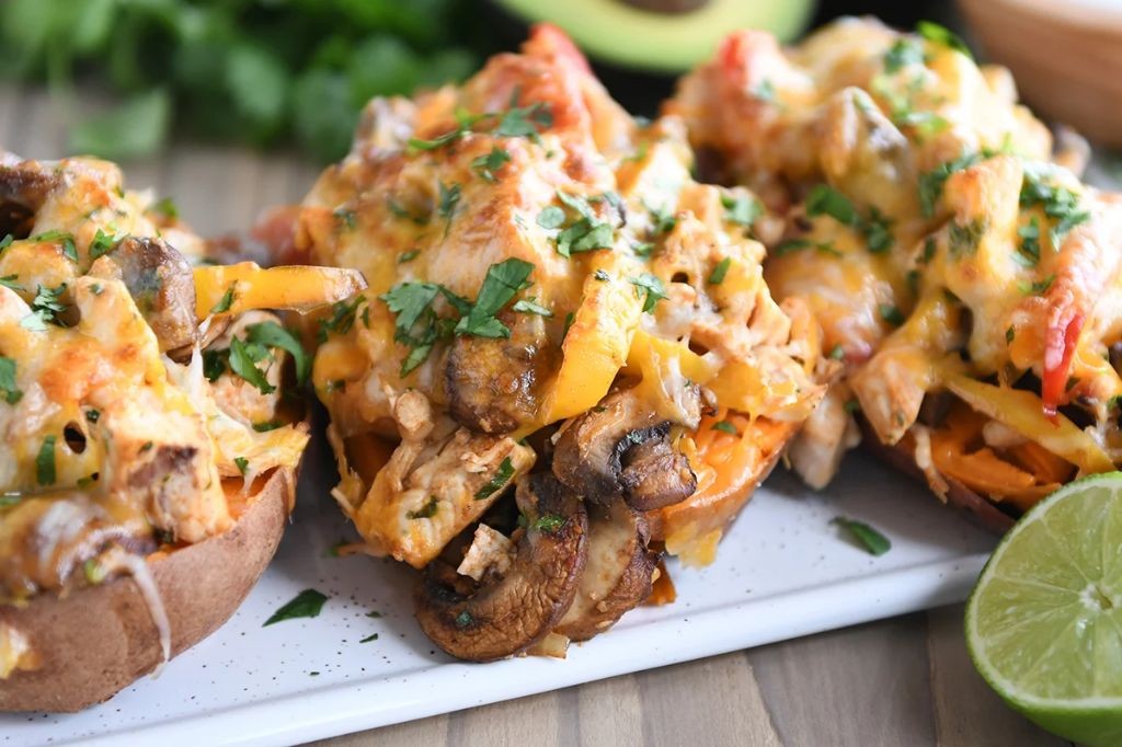 Chicken Fajita Stuffed Sweet Potatoes