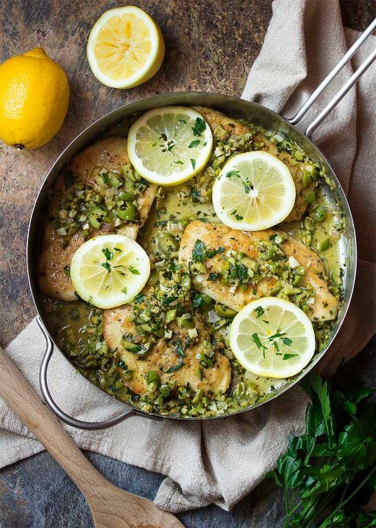 Chicken with Green Olive Sauce